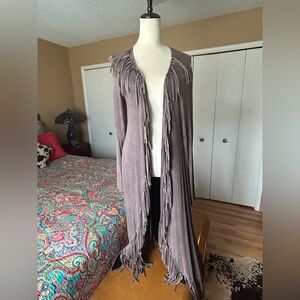 T Party Fashion Fringe Duster - Taupe